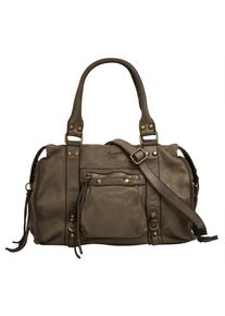 Samantha Look Damen Shopper, grau, Leder, vintage, Taschen, echt Leder, Made in Italy