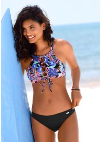 Bench. Damen Bustier-Bikini-Top "Pitch", schwarz, Gr. 32, bedruckt, Microfaser, Polyamid, Bikini-Oberteile, mit buntem Druck