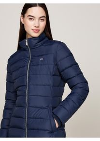 Tommy Jeans Damen Steppmantel "TJW ESSENTIAL HOODED DOWN COAT", blau, casual, Gr. XS, unifarben, Web, Steppware, Obermaterial: 100% Polyester.