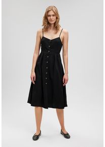 Mavi Damen Minikleid "BUTTON UP DRESS", schwarz, casual, Gr. S, 76% Viscose, 24% Leinen, Kleider, Kleid mit Spaghettiträgern