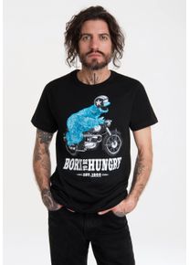 logoshirt Herren T-Shirt "Sesamstraße - Krümelmonster Motorrad", schwarz, casual, Gr. XL, bedruckt, 100% Baumwolle, Shirts, mit lizenziertem Print