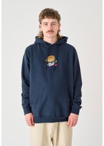 Cleptomanicx Herren Kapuzensweatshirt "Boxy Hooded WTFISH", blau, casual, Gr. M, bedruckt, 100% Baumwolle, Sweatshirts, Locker geschnitten