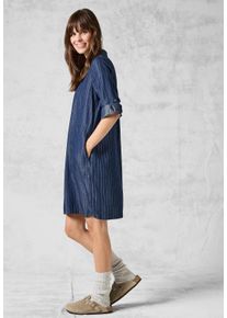 Cecil Damen Blusenkleid, blau, casual, Gr. S, gestreift, Stoff, 100% Lyocell, Kleider, im Hemdblusen-Style