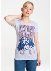 logoshirt Damen T-Shirt "Wonder Woman", grau, casual, Gr. S, bedruckt, mehrfarbig, meliert, 95% Baumwolle, 5% Viskose, Shirts, mit coolem Retro-Print