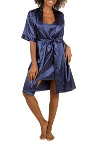 Family Trends Damen Set: Push-up-BH "Damen Homewear", Gr. M, blau, 97% Polyamid, 3% Elasthan, BH-Sets, aus Kimono und Negligé