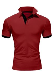 behype Herren Poloshirt "BASE", rot, klassisch, Gr. XL, unifarben, 100% Baumwolle, Shirts, mit kontrastfarbigen Details
