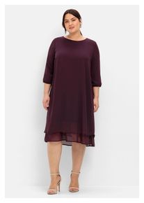 sheego Damen Chiffonkleid "Große Größen", rot, feminin, Gr. 44, unifarben, Obermaterial: 100% Polyester;Futter: 95% Viskose, 5% Elasthan, Kleider, in