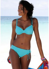 Buffalo Damen Bikini-Hose "Happy", blau, Gr. 38, unifarben, Polyamid, Microfaser, Badehosen, mit Umschlagbund