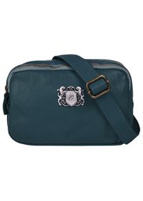 Samantha Look Damen Umhängetasche, blau, Leder, unifarben, leicht glänzend, Taschen, echt Leder, Made in Italy