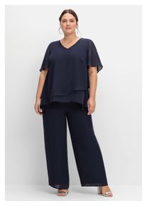 sheego Damen Jumpsuit "Große Größen", blau, elegant, Gr. 56, unifarben, Obermaterial: 100% Polyester;Futter: 95% Polyester, 5% Elasthan, Overalls, im