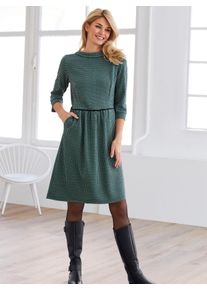 Heine Damen Jerseykleid "Jersey-Kleid", blau, Gr. 36, gemustert, mehrfarbig, bedruckt, Jersey, Single Jersey, 65% Baumwolle, 30% Polyester, 5%