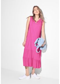 Cecil Damen Midikleid, pink, casual, Gr. XXL, unifarben, Stoff, 95% Viskose, 5% Elasthan, Kleider, mit Volant