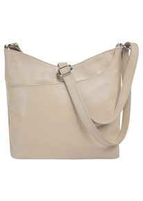 Samantha Look Damen Umhängetasche, beige, Leder, unifarben, Taschen, echt Leder, Made in Italy
