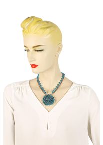 Damen Kette mit Anhänger "Raja", blau, Basic, Collezione Alessandro, Glas, Halsketten, zweireihige Kette mit rundem Anhänger