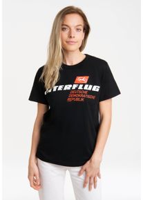 logoshirt Damen T-Shirt "Interflug DDR", schwarz, casual, Gr. L, bedruckt, 100% Baumwolle, Shirts, mit lizenziertem Print