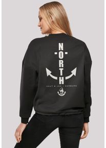 F4NT4STIC Damen Sweatshirt "North Anchor Knut & Jan Hamburg", schwarz, casual, Gr. S, Obermaterial: 65% Baumwolle, 35% Polyester, Sweatshirts, Print