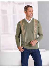 CLASSIC Herren V-Ausschnitt-Pullover "Pullover", grün, Gr. 54, gemustert, mehrfarbig, 100% Polyacryl, Pullover