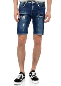 Rusty Neal Herren Shorts "Navito", blau, casual, Gr. L, unifarben, 98% Baumwolle, 2% Elasthan, Hosen, mit coolen Used-Details