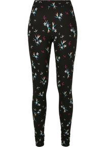 Urban Classics Damen Leggings "Urban Classics Damen Ladies Soft AOP Leggings", schwarz, Gr. L, 85% Polyester, 15% Elasthan, Hosen