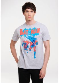 logoshirt Herren T-Shirt "BATMAN AND ROBIN", grau, casual, Gr. XXL, bedruckt, meliert, 100% Baumwolle, Shirts, mit coolem Frontprint