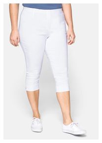 sheego Damen 3/4-Hose "Große Größen", weiß, casual, Gr. 58, unifarben, Obermaterial: 70% Viskose, 25% Polyamid, 5% Elasthan, Hosen, knitterarm und