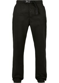 Urban Classics Herren Stoffhose "Urban Classics Herren Straight Leg Chino with Belt", schwarz, Gr. 34, unifarben, 100% Baumwolle, Hosen