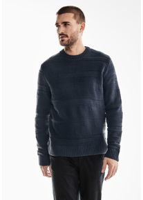 Street One MEN Herren Strickpullover, blau, casual, Gr. XL, unifarben, Web, 60% Baumwolle, 40% Polyacryl, Pullover, mit Struktur