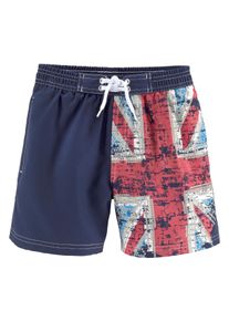 Venice Beach Kinder Badeshorts, blau, Gr. 110, bedruckt, Polyester, Badehosen, elastischer Bund, mit Innenslip, mit kleiner Innentasche
