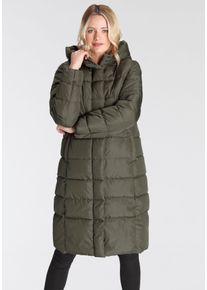 Only Damen Steppmantel "ONLTINA PUFFER X LONG COAT OTW", grün, casual, Gr. S, unifarben, leicht glänzend, Web, Steppware, Obermaterial: 100%