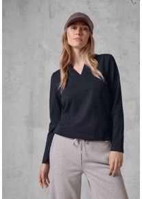 Cecil Damen Langarmshirt, blau, casual, Gr. XS, unifarben, Web, 100% Baumwolle, Shirts, aus reiner Baumwolle