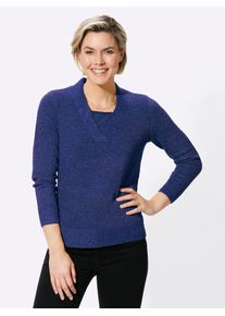 Classic Basics Damen 2-in-1-Pullover "Pullover", blau, Gr. 42, meliert, 70% Polyacryl, 30% Polyester, Pullover