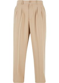 Urban Classics Herren Stoffhose "Urban Classics Herren Wide Fit Pants", beige, Gr. 28, unifarben, 77% Polyester, 17% Viskose, 6% Elasthan, Hosen