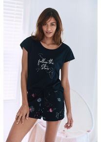 Vivance Dreams Damen Shorty, Gr. 32, schwarz, Single Jersey, Obermaterial: 100% Baumwolle, bedruckt, gemustert, Basic, Homewear-Sets, mit