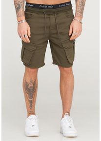 behype Herren Shorts "STANLAY", grün, casual, Gr. M, 74% Polyester, 24% Viskose, 2% Elasthan, Hosen, mit modischen Cargotaschen