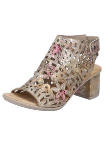 Rieker Damen Sandalette, Gr. 38, bunt, Lederimitat, metallic, elegant, Schuhe, Sommerschuh, Sandale, Blockabsatz, mit modischer Schaftgestaltung