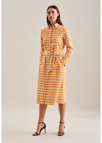 Seidensticker Damen Sommerkleid "Schwarze Rose", orange, Gr. 36, gemustert, 100% Baumwolle, Kleider, Langarm Kragen Geometrische Muster