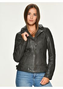 Mustang Damen Lederjacke "Ina", grau, Gr. S, Obermaterial: 100% Lammleder / Futter: 100% Baumwolle / Ärmelfutter: 100% Polyester, Jacken
