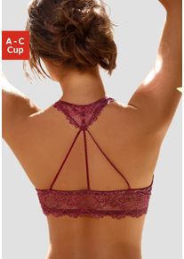 Lascana Damen Push-up-BH, Gr. 70, rot, Spitze, Obermaterial: 60% Polyamid, 35% Polyester, 5% Elasthan, sexy, BHs, mit dekorativem Spitzenrücken im