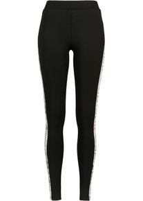 Urban Classics Damen Leggings "Urban Classics Damen Ladies Side Striped Pattern Leggings", schwarz, Gr. S, animal-print, 77% Polyester, 23% Elasthan,
