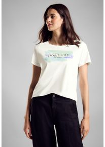 Street One Damen T-Shirt, weiß, casual, Gr. 46, bedruckt, Web, Stoff, 50% Baumwolle, 50% Modal, Shirts, im soften Baumwoll-Mix
