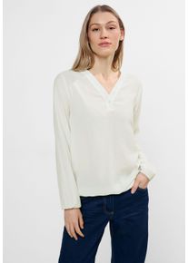 Cecil Damen Langarmbluse, weiß, casual, Gr. XL, unifarben, Stoff, 70% Viskose, 30% Polyester, Blusen, in Unifarbe