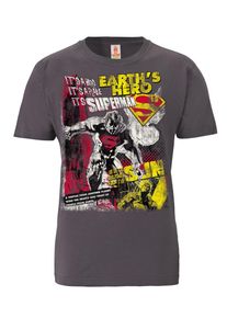logoshirt Damen T-Shirt "Superman", grau, casual, Gr. S, bedruckt, 100% Baumwolle, Shirts, mit lizenziertem Originaldesign