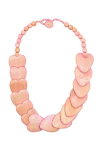 Damen Kette mit Anhänger "Janice", rosa, Basic, Collezione Alessandro, Holz, Halsketten, mit Holzherzen