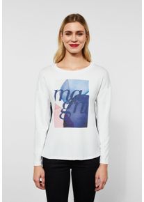 Street One Damen Print-Shirt, weiß, casual, Gr. 40, bedruckt, Stoff, Obermaterial: 62% Polyester, 33% Viskose, 5% Elasthan; Einsatz: 100% Viskose,