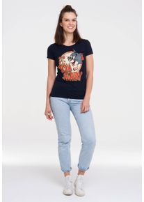 logoshirt Damen T-Shirt "Tom & Jerry", blau, casual, Gr. L, bedruckt, 100% Baumwolle, Shirts, mit lizenziertem Design