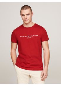 Tommy Hilfiger Herren T-Shirt "TOMMY LOGO TEE", rot, casual, Gr. XXXL, unifarben, bedruckt, Jersey, Obermaterial: 100% Baumwolle, Shirts, aus reiner,