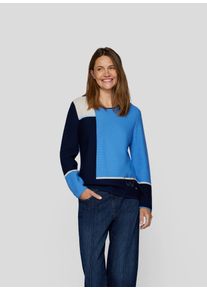 Rabe Damen Strickpullover, blau, casual, Gr. 40, colorblocking, Strick, Obermaterial: 50% Baumwolle, 50% Polyacryl, Pullover, im Colorblocking-Design
