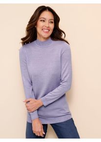 Classic Basics Damen Stehkragenpullover "Longpullover", lila, Gr. 38, gemustert, mehrfarbig, meliert, 100% Polyacryl, Pullover