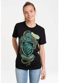 logoshirt Damen T-Shirt "Harry Potter - Slytherin", schwarz, casual, Gr. M, bedruckt, 100% Baumwolle, Shirts, mit lizenziertem Print