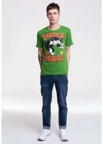 logoshirt Herren T-Shirt "Looney Tunes – Sylvester & Tweety", grün, casual, Gr. S, unifarben, 100% Baumwolle, Shirts, mit coolem Print